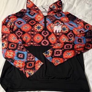 Colorful show Cattle Geometric Pattern Hoodie. Women M